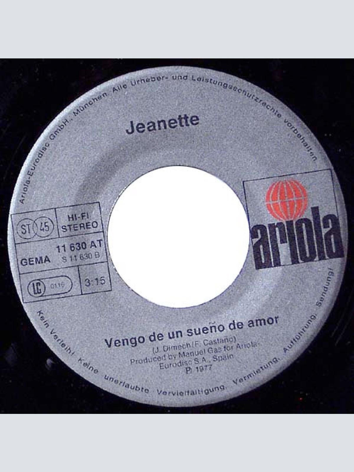 Vinyl / Jeanette (6) - Tzeinerlin' (Porque Voy A Cambiar)