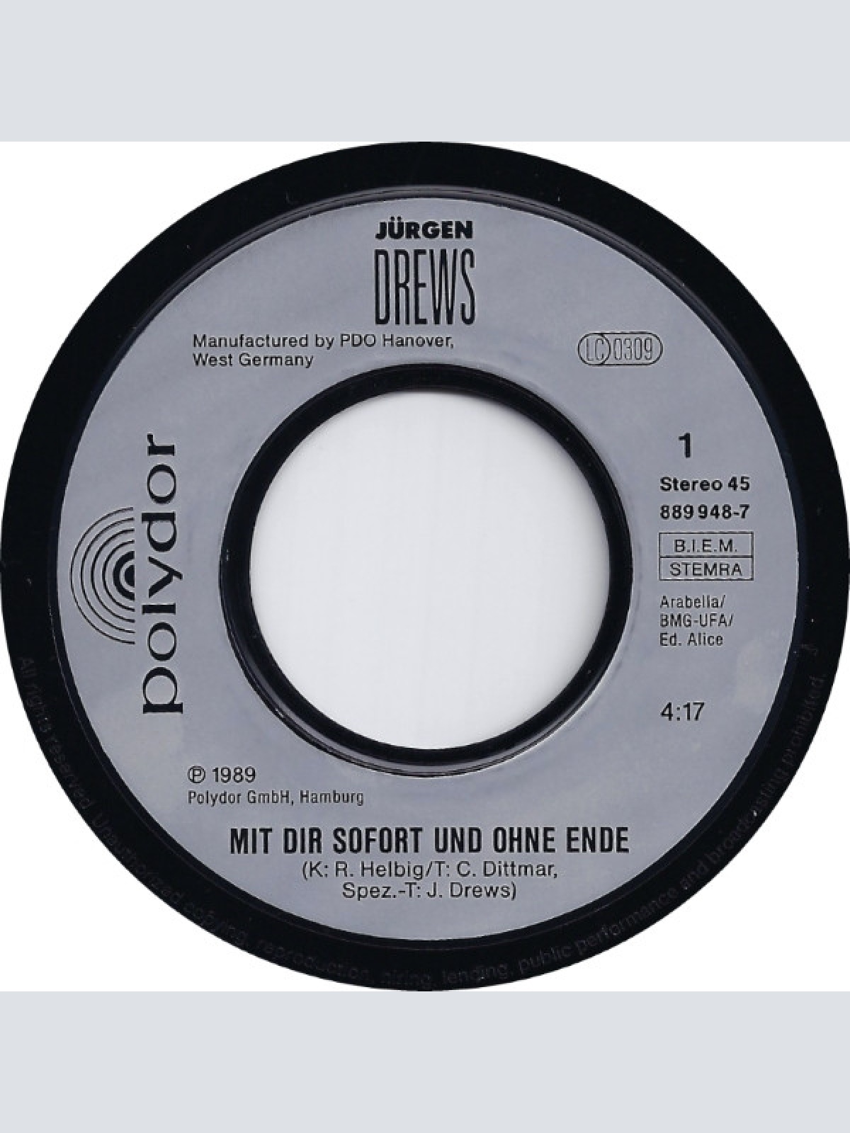 Vinyl / Jürgen Drews - Mit Dir Sofort Und Ohne Ende
