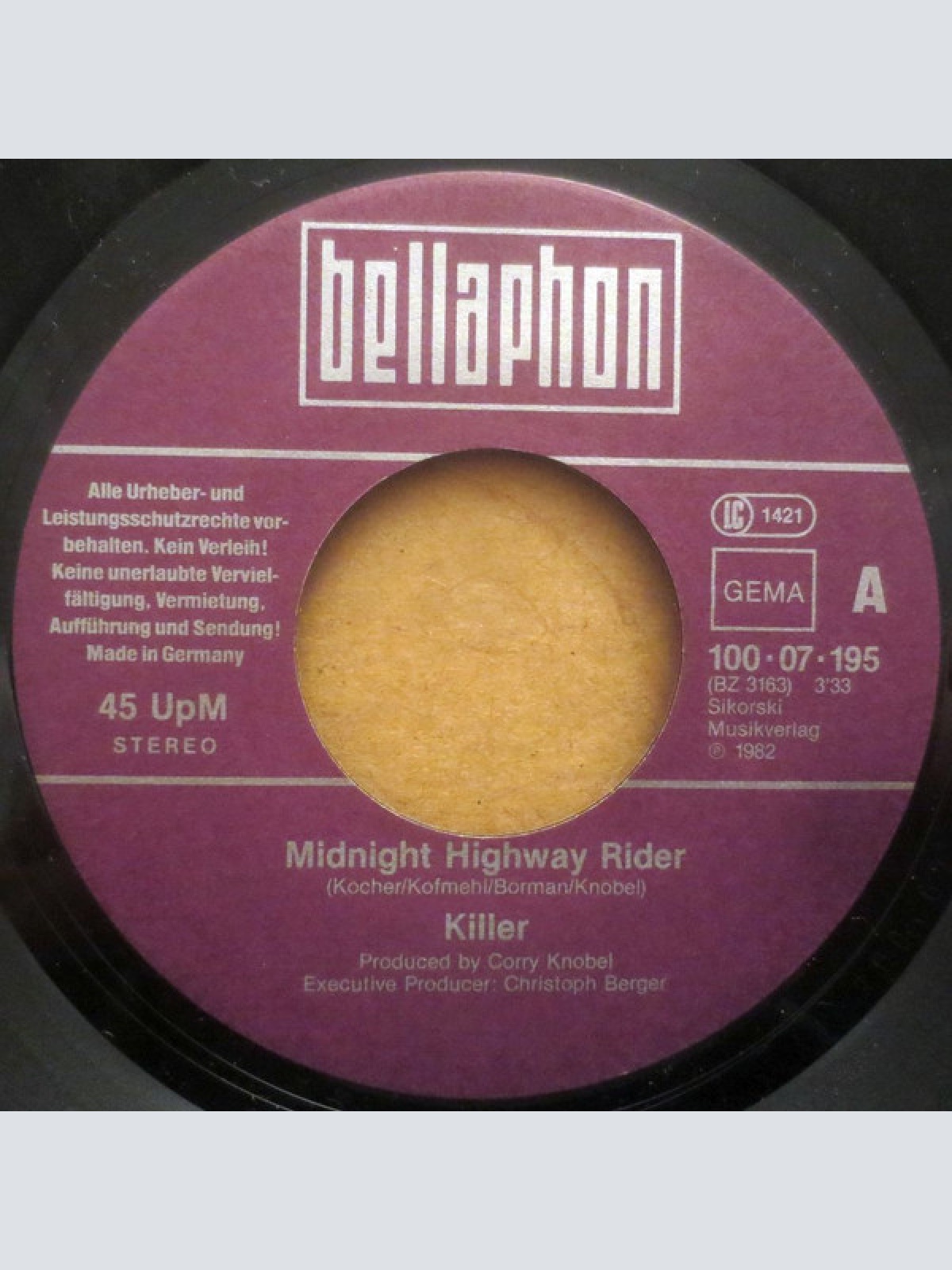 Vinyl / Killer (9) - Midnight Highway Rider / Crazy Daisy