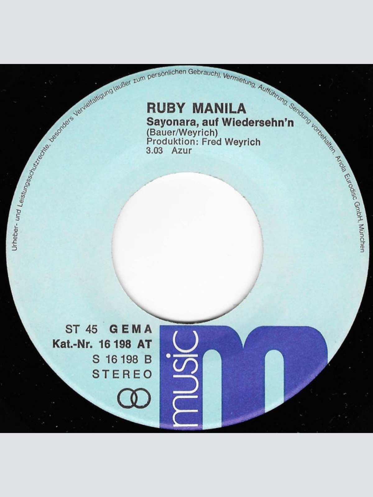 Vinyl / Ruby Manila - Hier, Wo Das Meer Zu Ende Ist / Sayonara, Auf Wiederseh'n