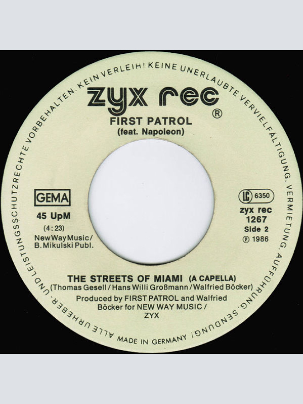 Vinyl / First Patrol Featuring Napoleon* - The Streets Of Miami (Vice Rap)