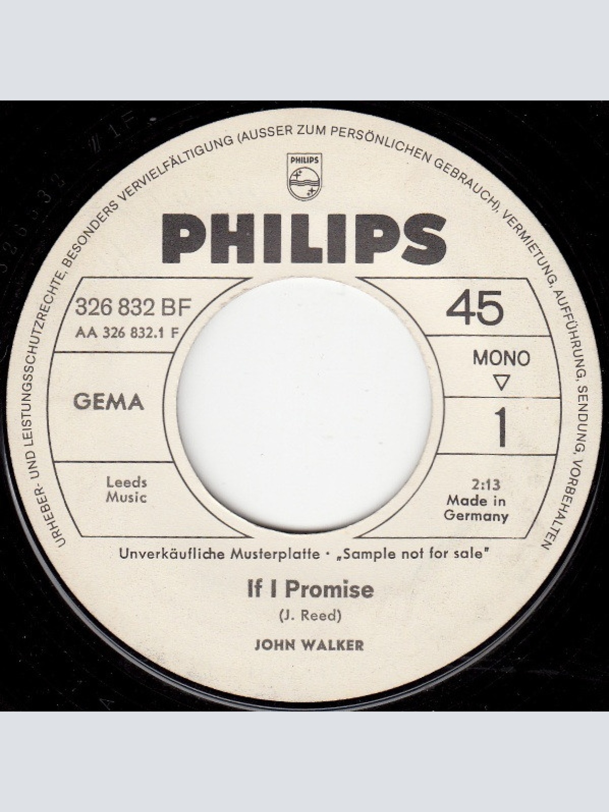 Vinyl / John Walker (3) - If I Promise / I See Love In You