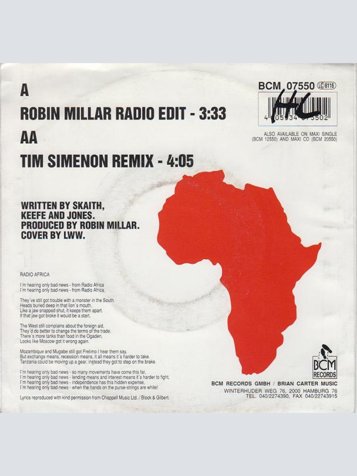 Vinyl / Latin Quarter With The Bhundu Boys* - Radio Africa (The '91 Remix Versions)