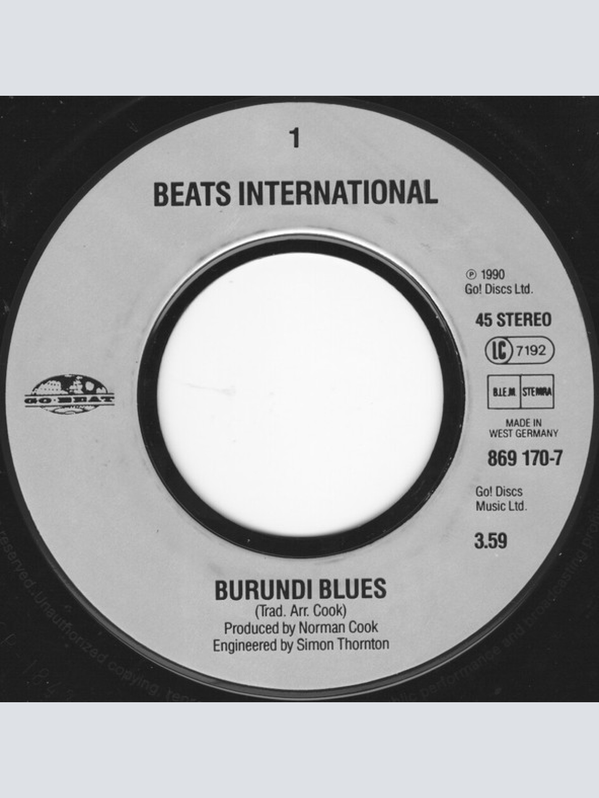 Vinyl / Beats International - Burundi Blues