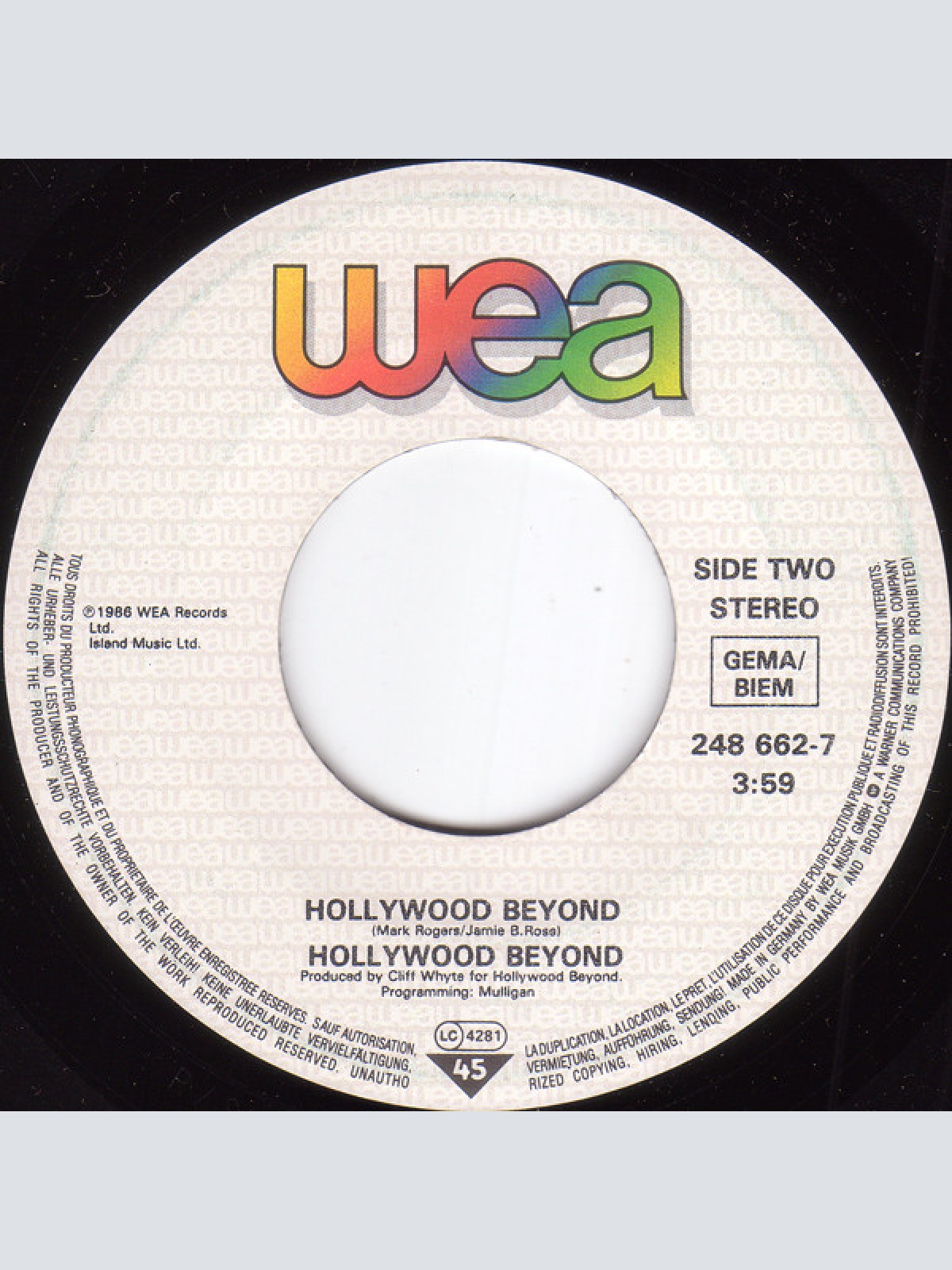 Vinyl / Hollywood Beyond - What's The Colour Of Money ?