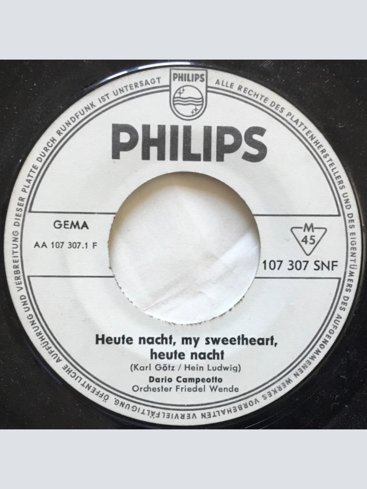 Vinyl / Dario Campeotto - Heute Nacht, My Sweetheart, Heute Nacht / Du Bist Nie Allein (You Belong To Me)