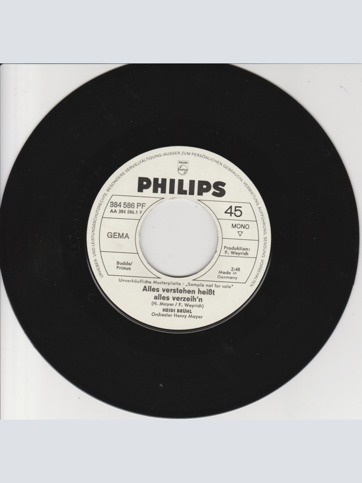 Vinyl / Heidi Brühl - Alles Verstehen Heißt Alles Verzeih'n