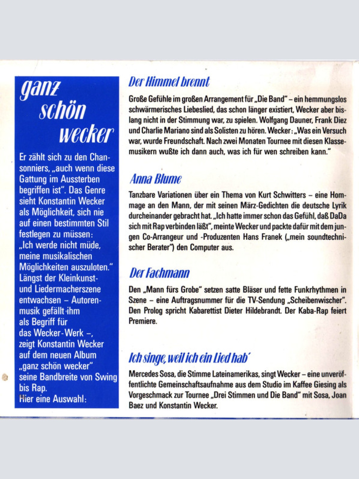 Vinyl / Konstantin Wecker - Ganz Schön Wecker