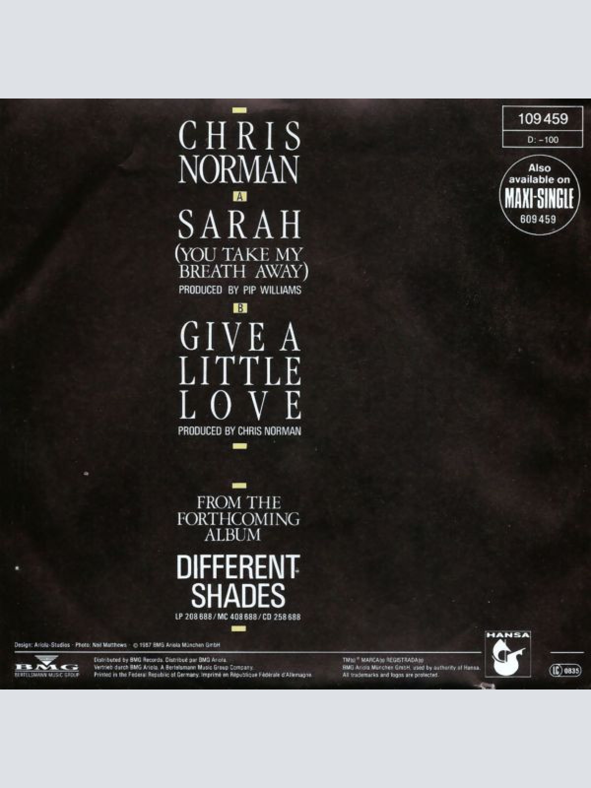 Vinyl / Chris Norman - Sarah (You Take My Breath Away)