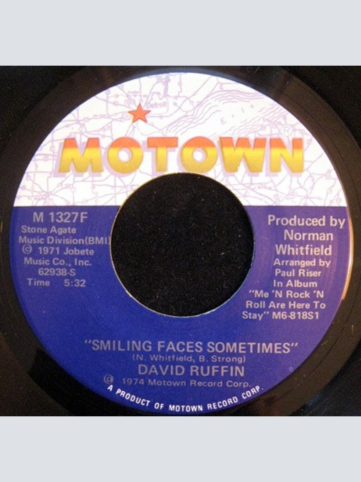 Vinyl / David Ruffin - Me And Rock & Roll (Are Here To Stay) / Smiling Faces Sometimes