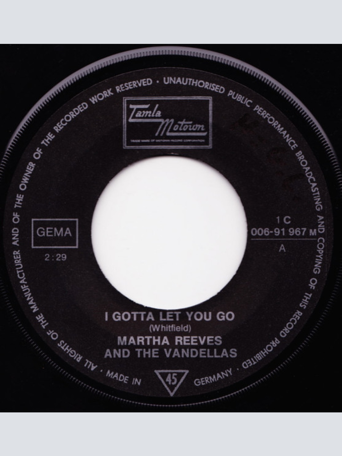 Vinyl / Martha Reeves And The Vandellas* - I Gotta Let You Go / You're The Loser Now