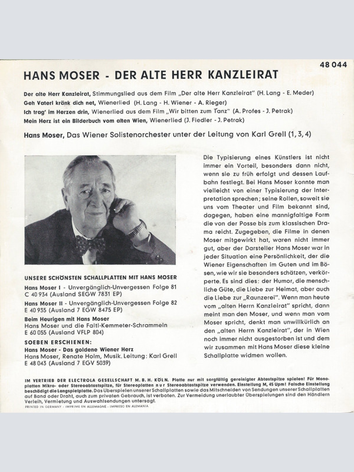 Vinyl / Hans Moser - Der Alte Herr Kanzleirat