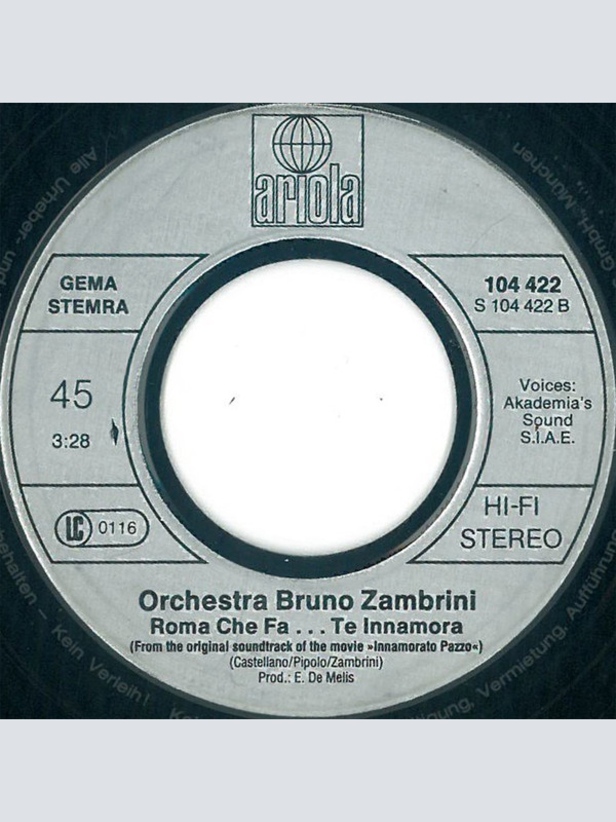 Vinyl / Adriano Celentano / Bruno Zambrini - Crazy Movie / Roma Che Fa… Te Innamora