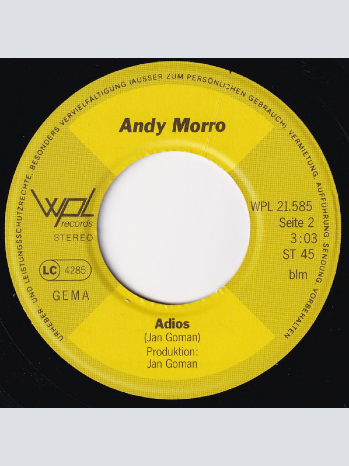 Vinyl / Andy Morro - Früh Am Morgen