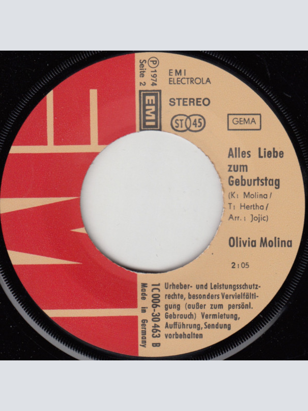 Vinyl / Olivia Molina - Mutter, Du Bist Nie Allein / Alles Liebe Zum Geburtstag