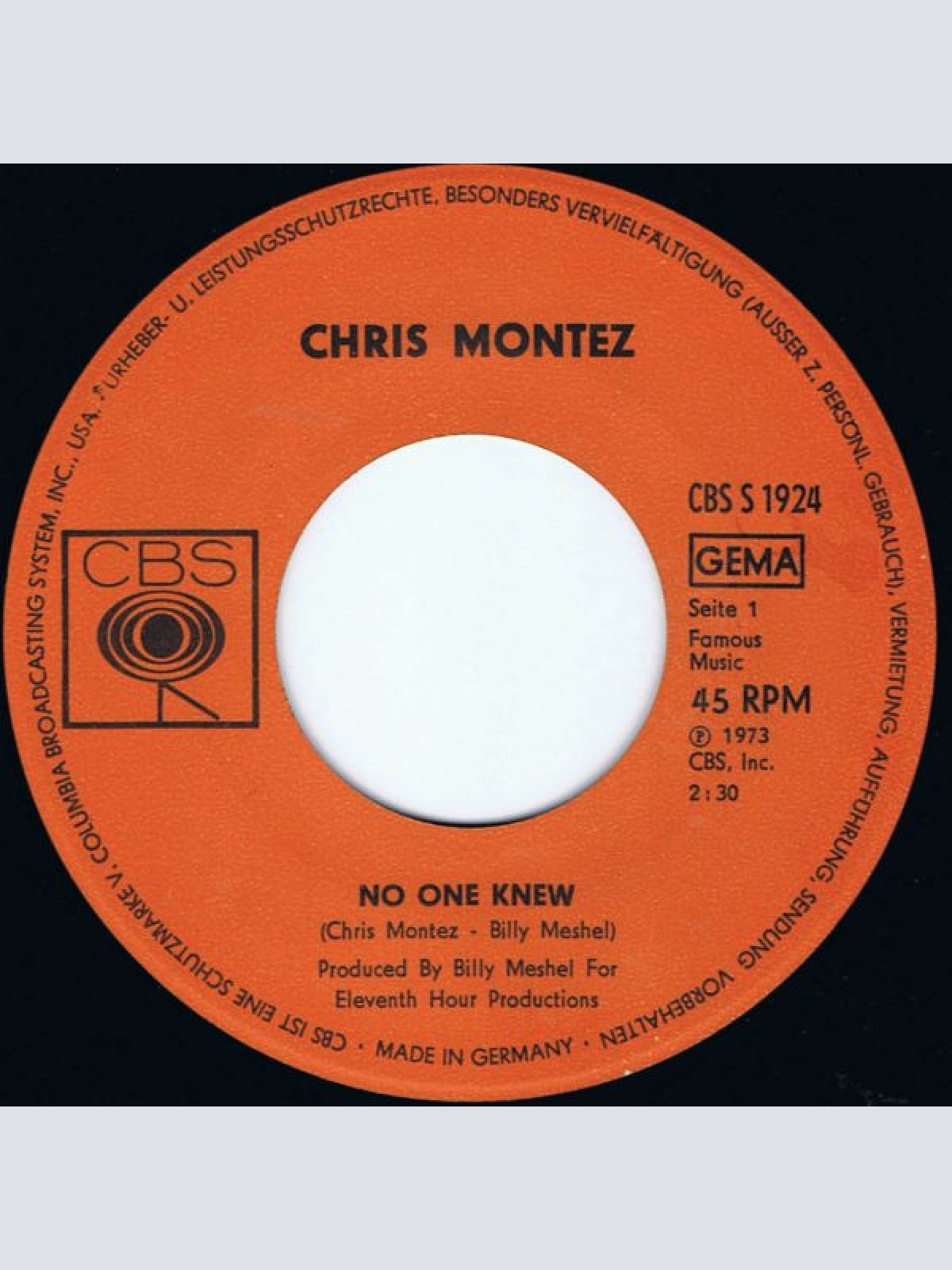 Vinyl / Chris Montez - No One Knew