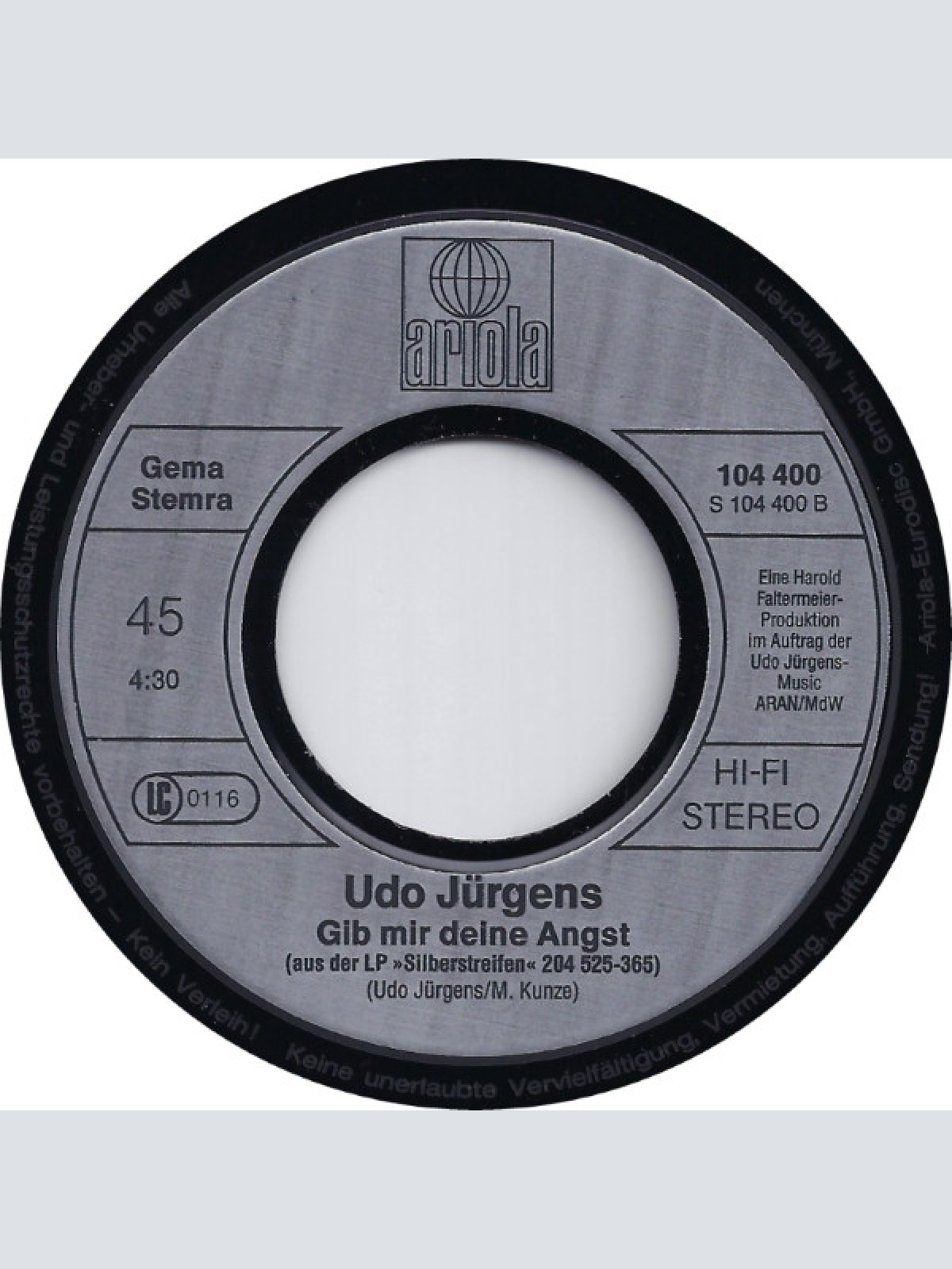 Vinyl / Udo Jürgens - 5 Minuten Vor 12