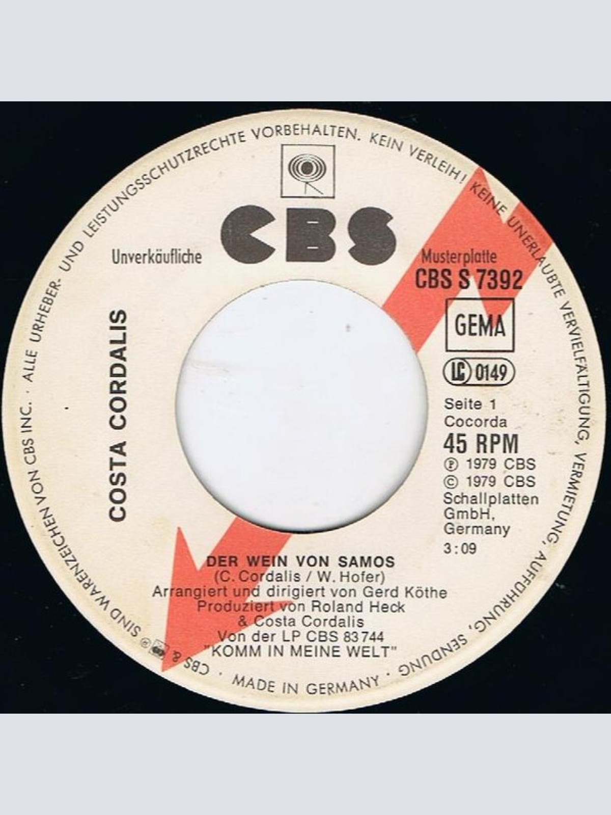 Vinyl / Costa Cordalis - Der Wein Von Samos