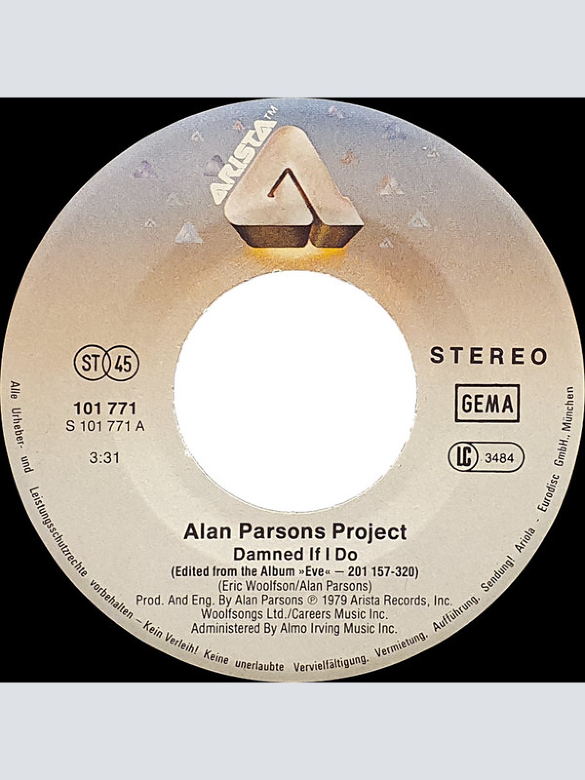 Vinyl / The Alan Parsons Project - Damned If I Do / You Lie Down With Dogs