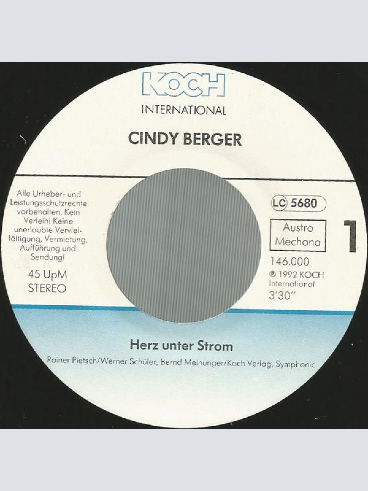 Vinyl / Cindy Berger - Herz Unter Strom