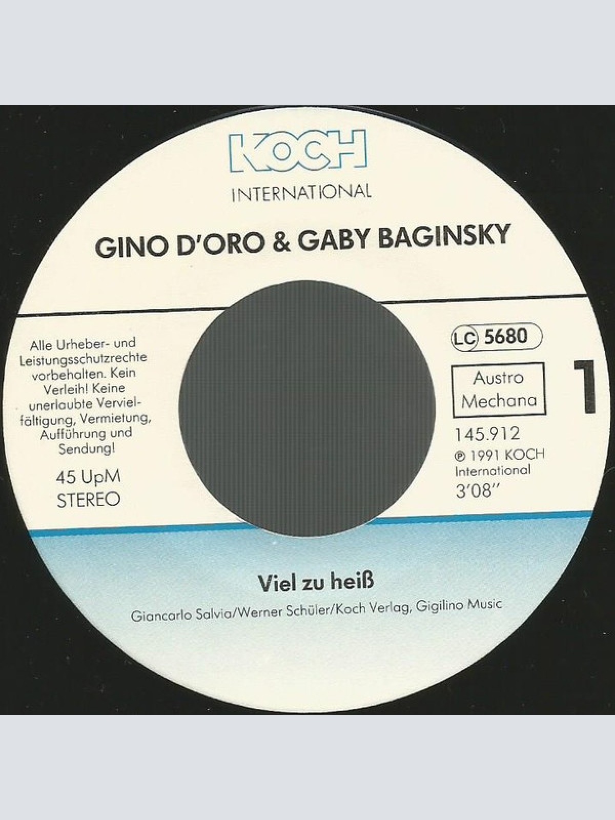 Vinyl / Gino D'Oro & Gaby Baginsky - Viel Zu Heiß