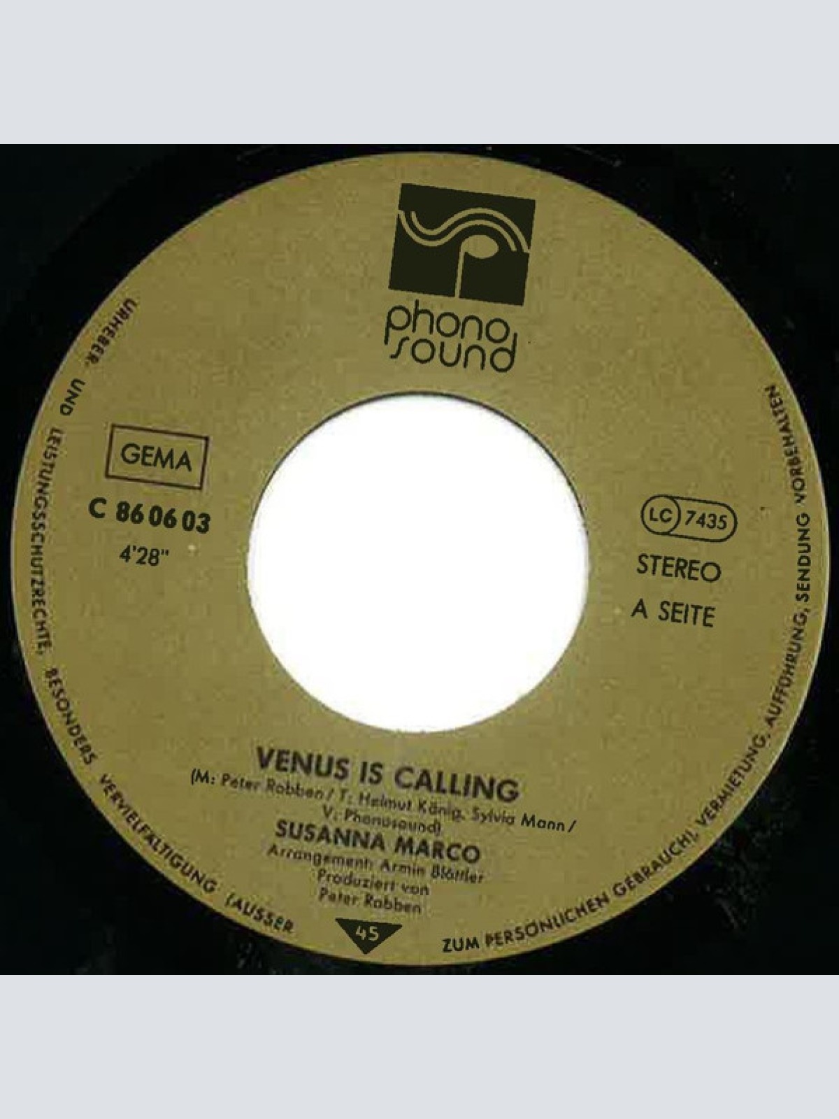 Vinyl / Susanna Marco - Der Venus Entgegen