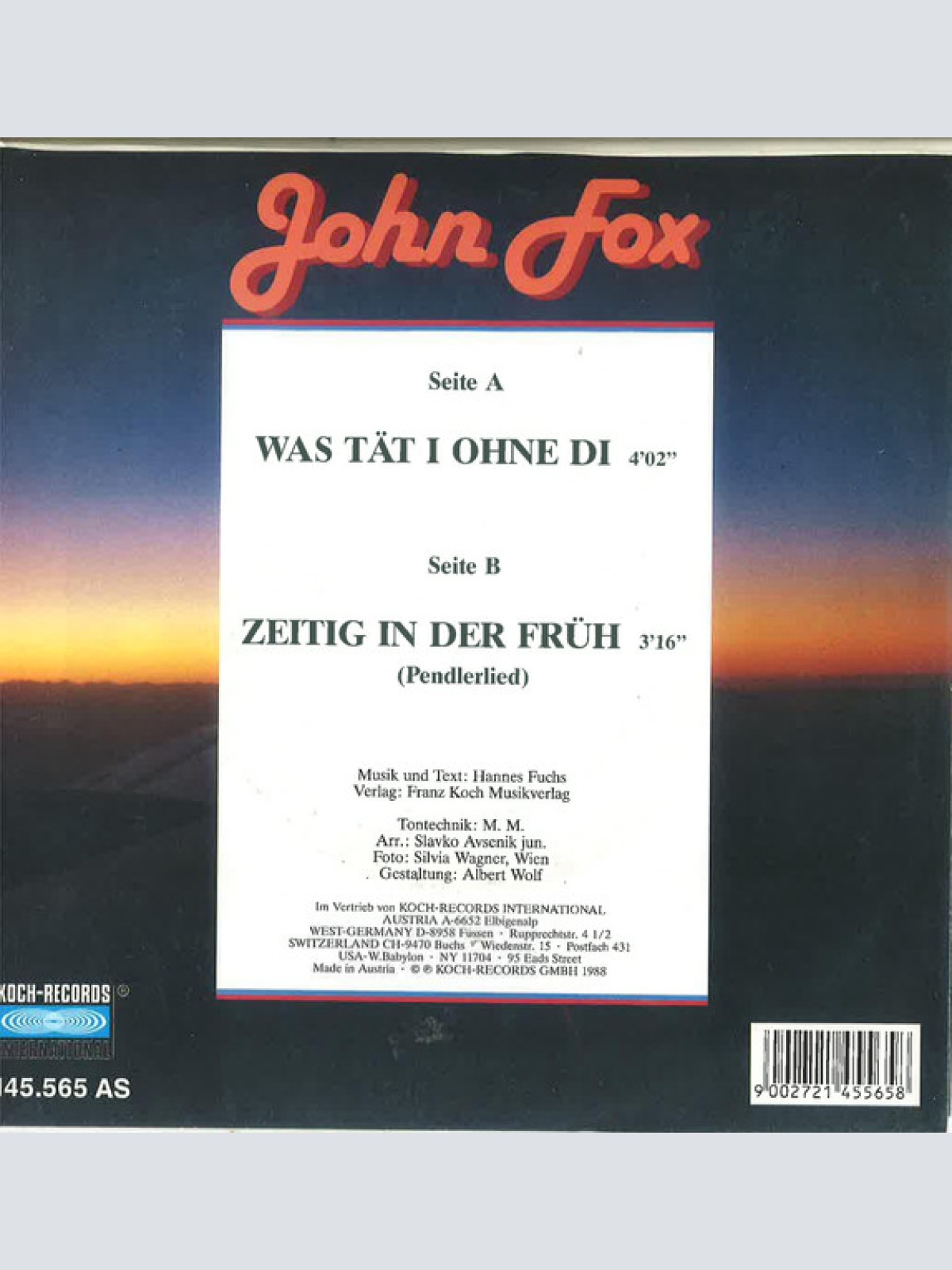 Vinyl / John Fox (4) - Was Tät I Ohne Di