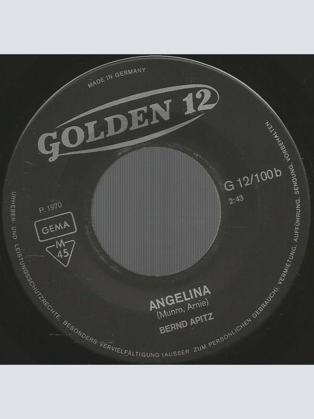 Vinyl / Bernd Apitz - Deine Augen Sind Zu Schön Für Tränen