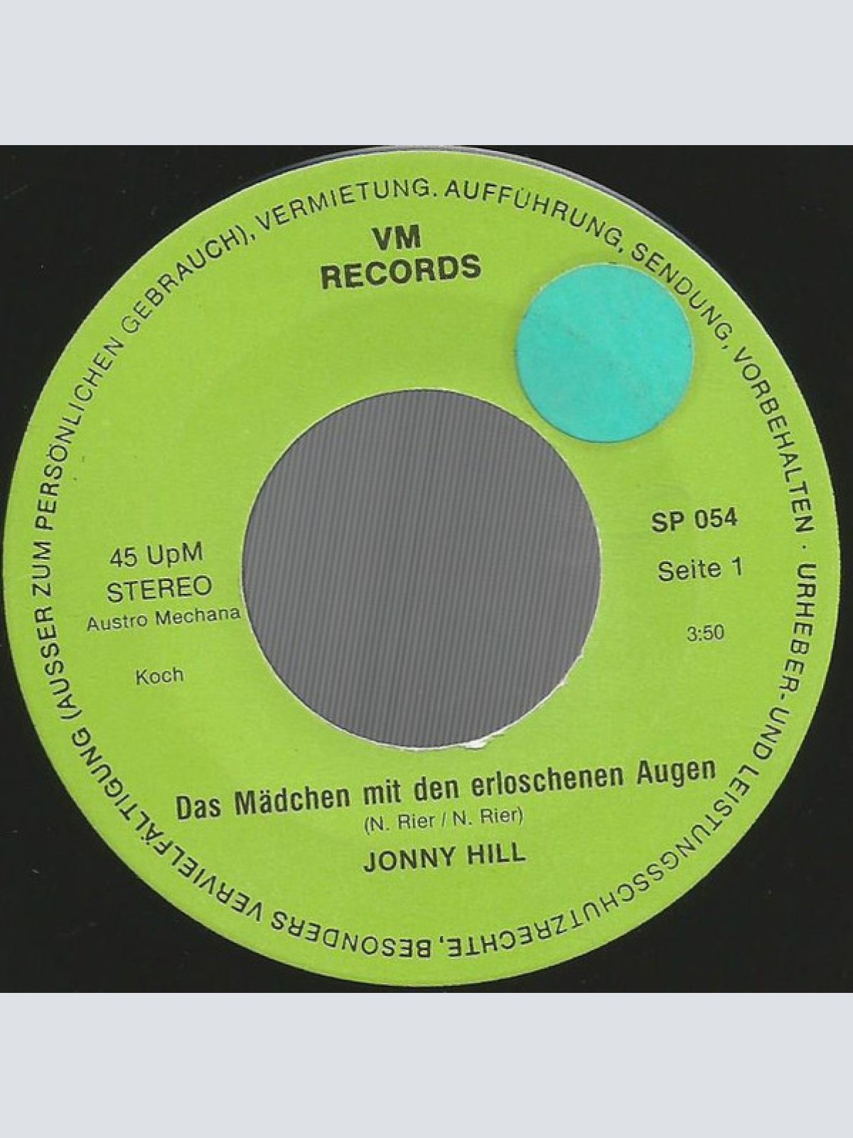 Vinyl / Jonny Hill - Das Mädchen Mit Den Erloschenen Augen / Ein Abend In Der Taverne