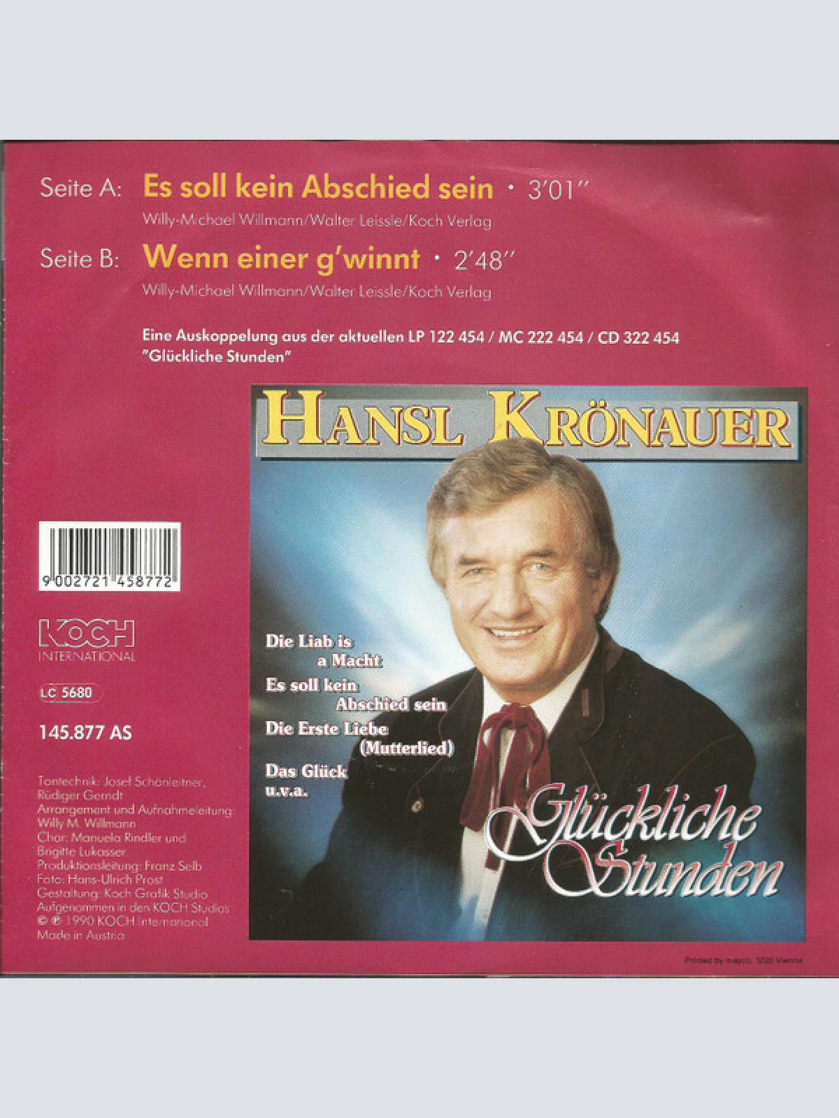 Vinyl / Hansl Krönauer - Es Soll Kein Abschied Sein