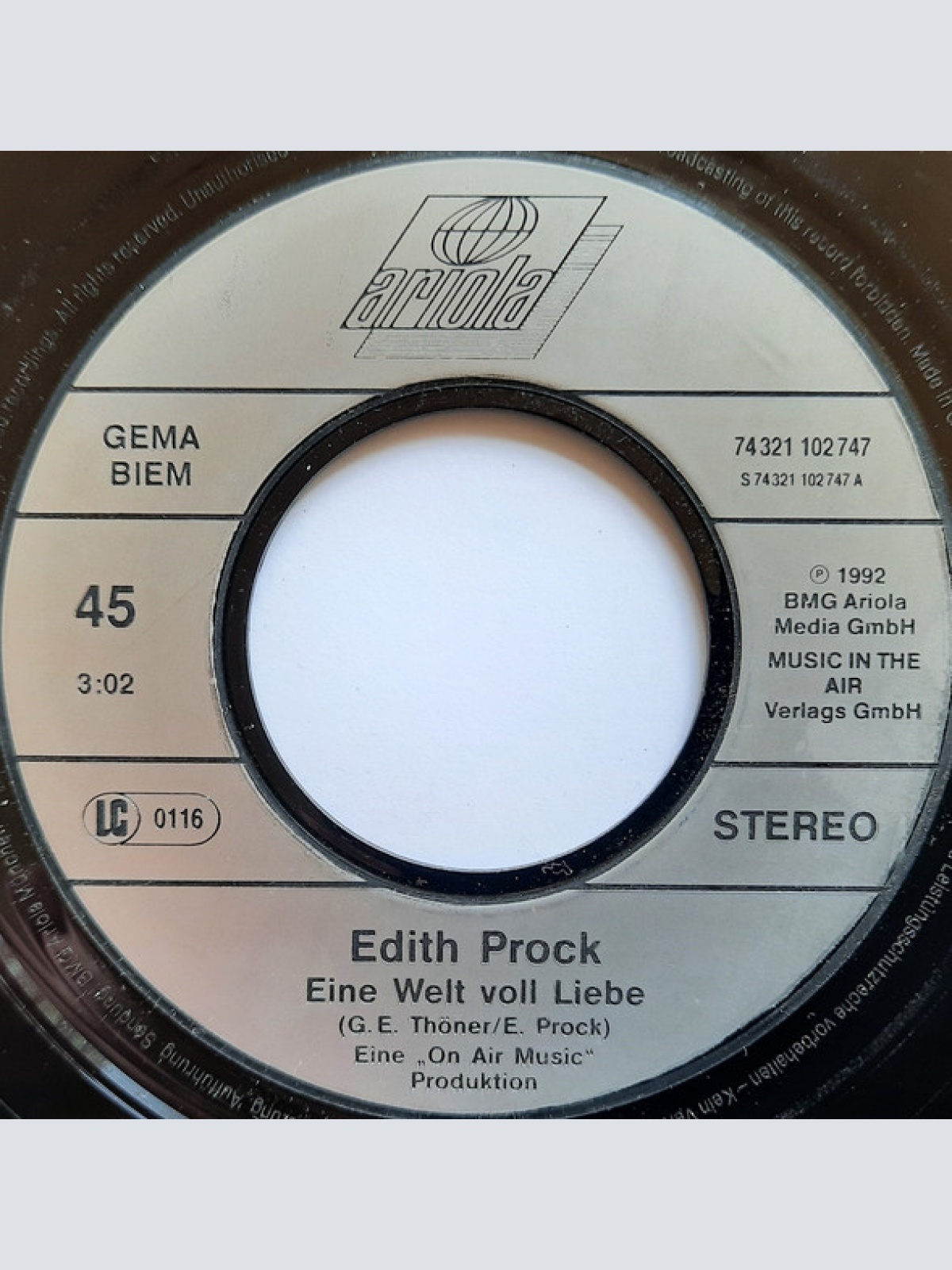 Vinyl / Edith Prock - Eine Welt Voll Liebe