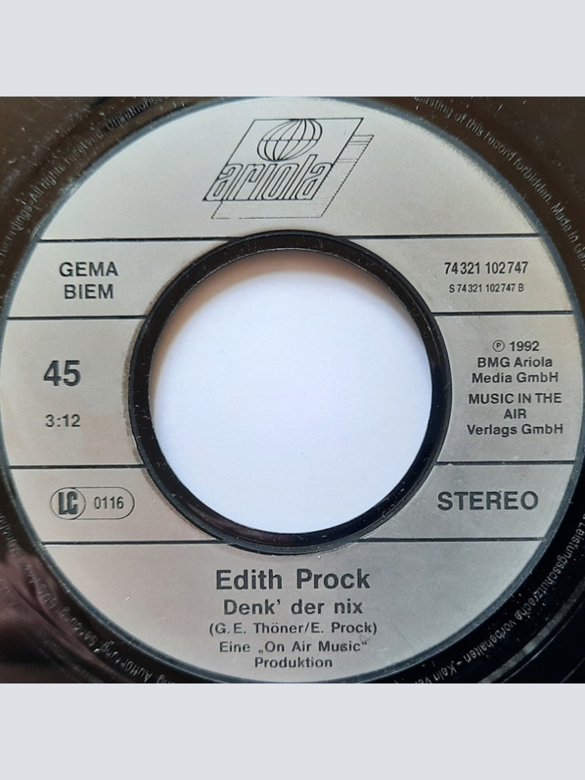 Vinyl / Edith Prock - Eine Welt Voll Liebe