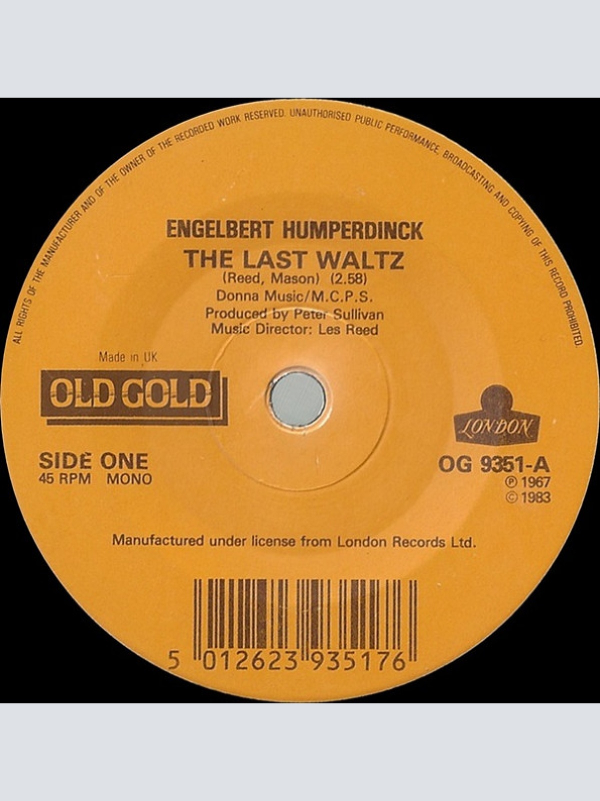 Vinyl / Engelbert Humperdinck - The Last Waltz / Am I That Easy To Forget