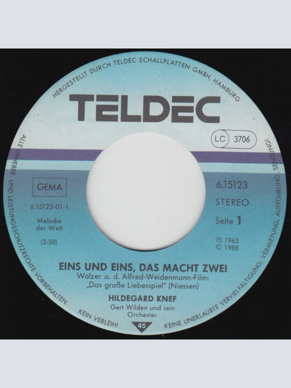 Vinyl / Hildegard Knef - Eins Und Eins, Das Macht Zwei / So Hat Alles Seinen Sinn