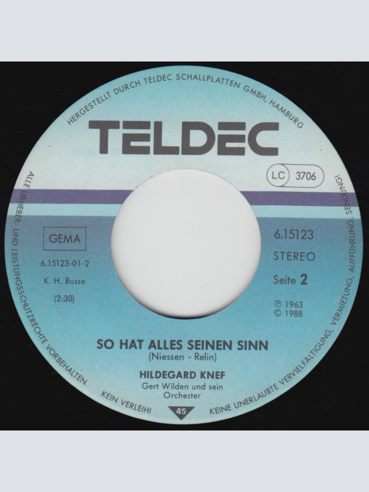 Vinyl / Hildegard Knef - Eins Und Eins, Das Macht Zwei / So Hat Alles Seinen Sinn