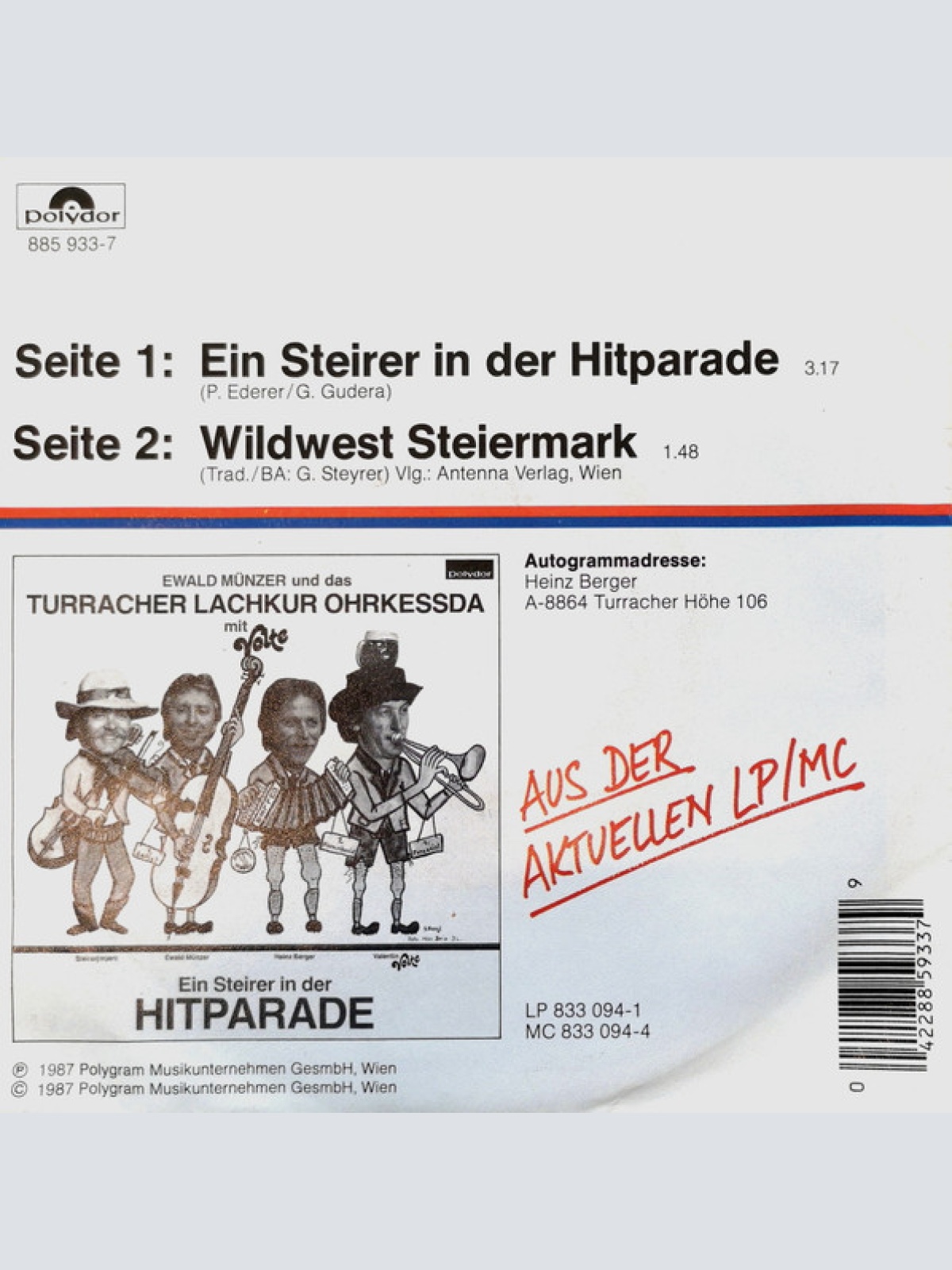 Vinyl / Ewald Münzer Und Das Turracher Lachkur Ohrkessda Mit Volte* - Ein Steirer In Der Hitparade