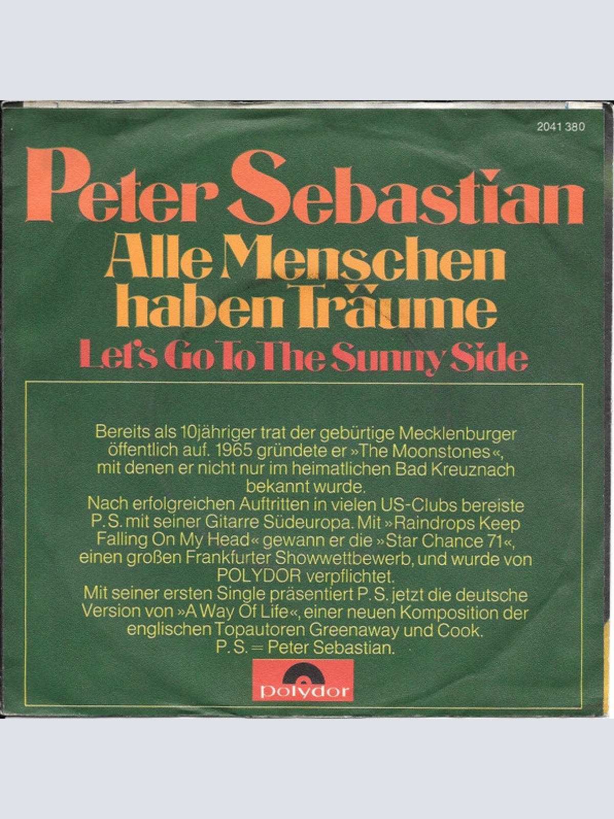 Vinyl / Peter Sebastian (3) - Alle Menschen Haben Träume