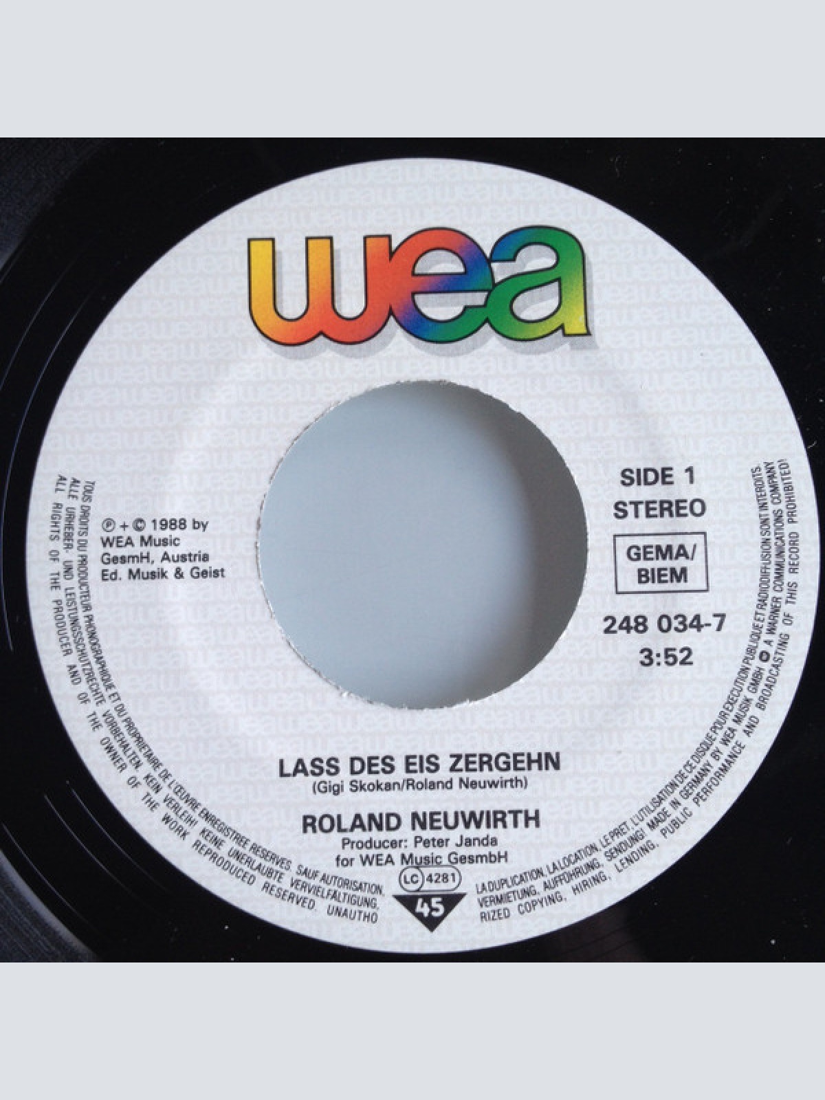 Vinyl / Roland Neuwirth - Lass Des Eis Zergehn