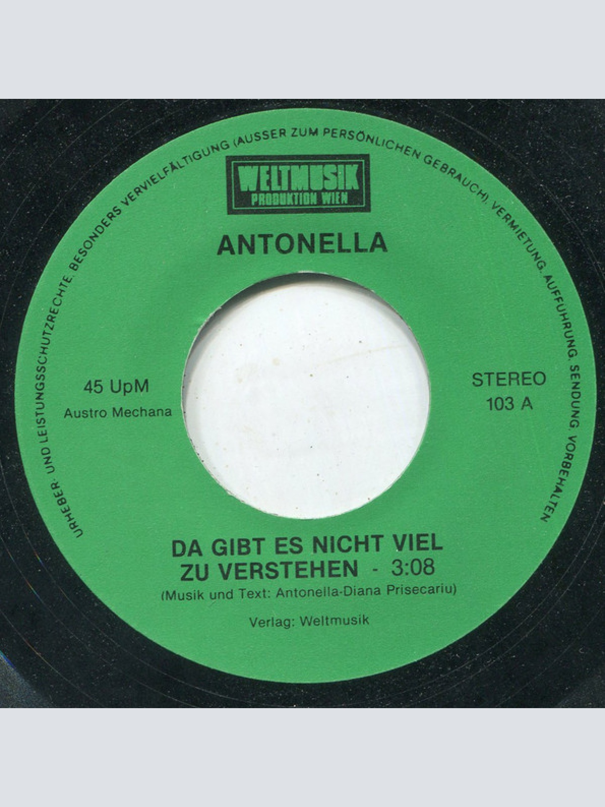 Vinyl / Antonella* - Da Gibt Es Nicht Viel Zu Verstehen / Je Sais Que Tu Reviens