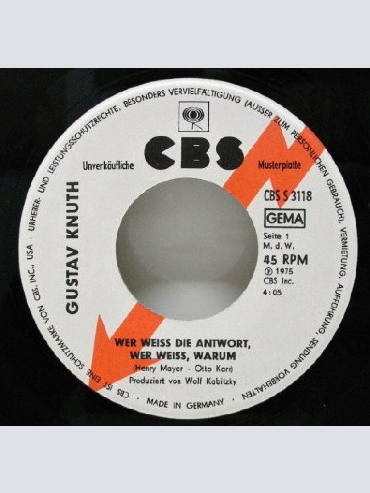 Vinyl / Gustav Knuth - Wer Weiss Die Antwort, Wer Weiss, Warum