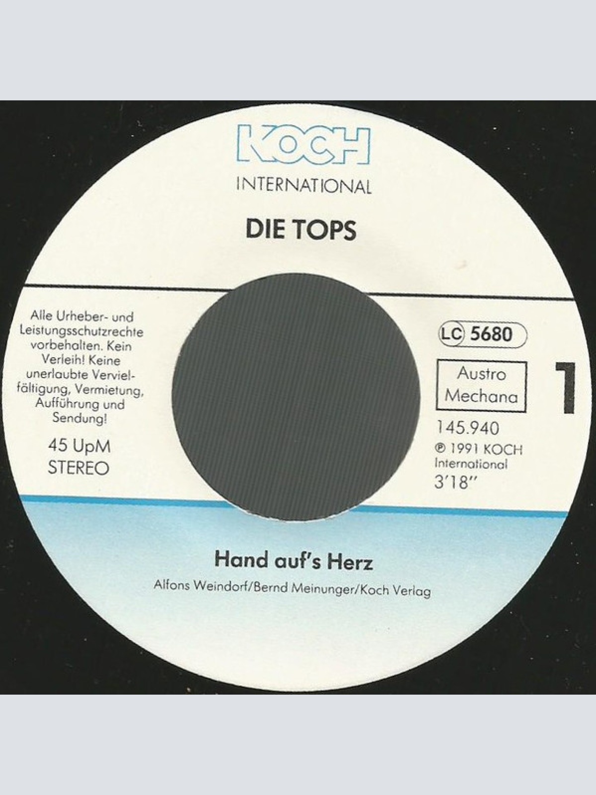 Vinyl / Die Tops* - Hand Auf's Herz