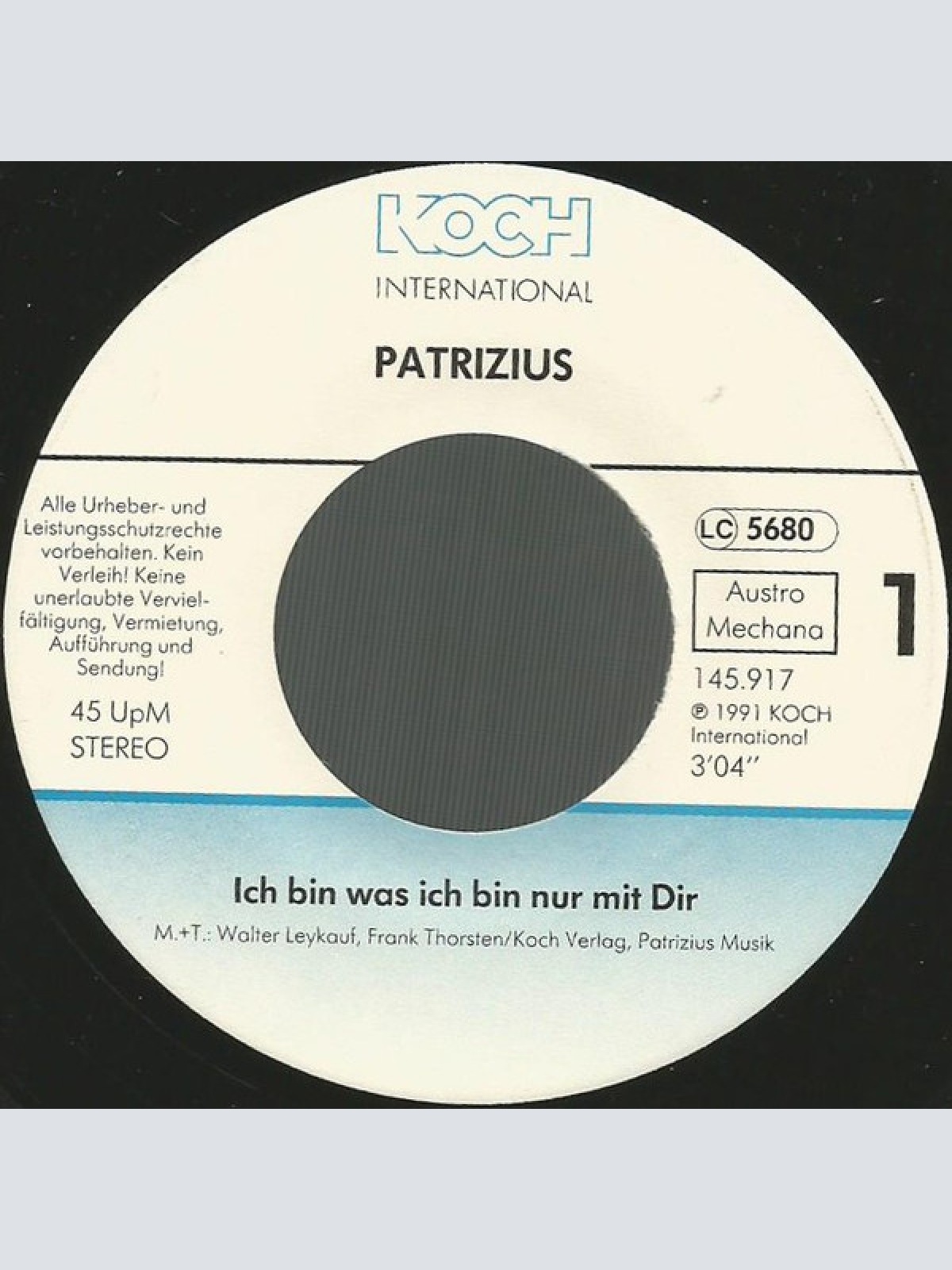 Vinyl / Patrizius - Ich Bin Was Ich Bin Nur Mit Dir