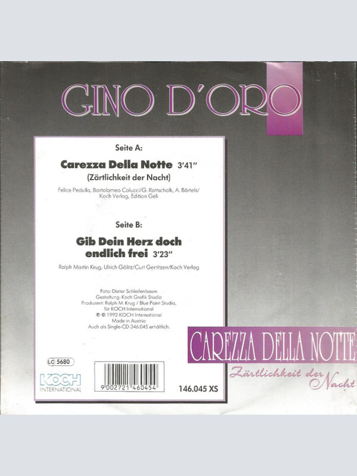 Vinyl / Gino D'Oro - Carezza Della Notte (Zärtlichkeit der Nacht)