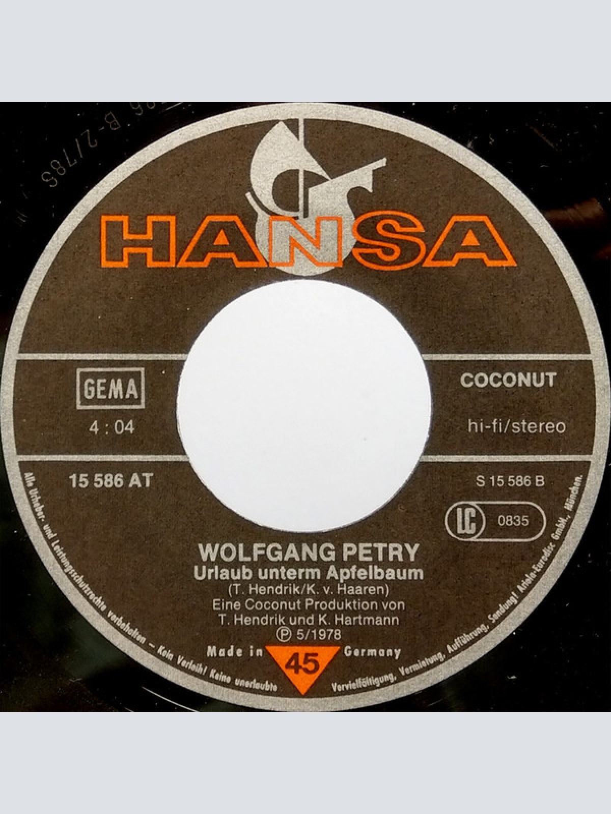 Vinyl / Wolfgang Petry - Gianna (Liebe Im Auto)