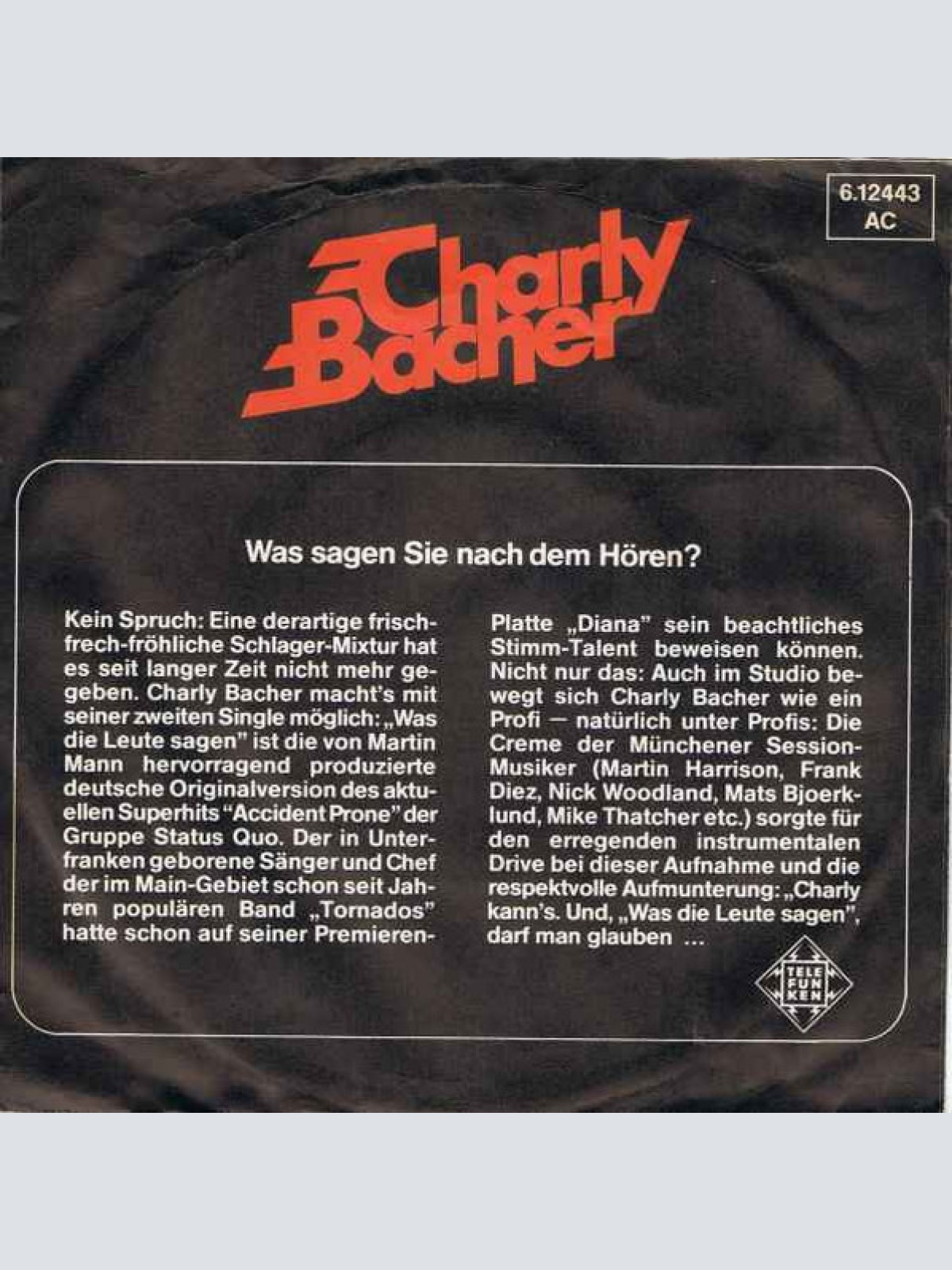 Vinyl / Charly Bacher - Was Die Leute Sagen