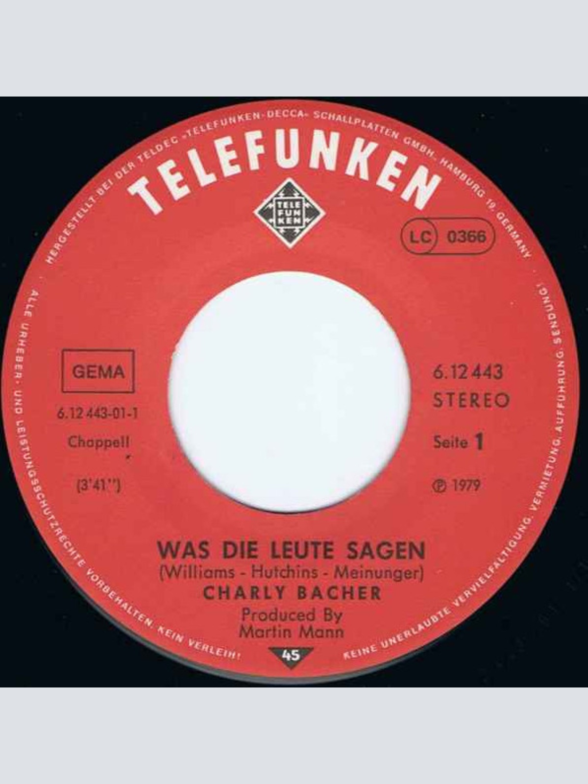 Vinyl / Charly Bacher - Was Die Leute Sagen