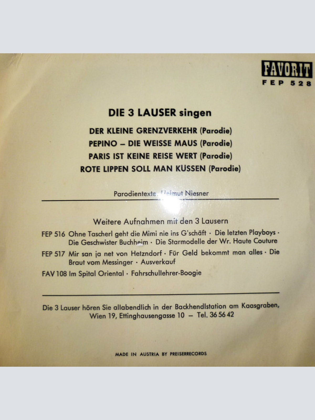 Vinyl / Die 3 Lauser - Dr. Humoris Lausa