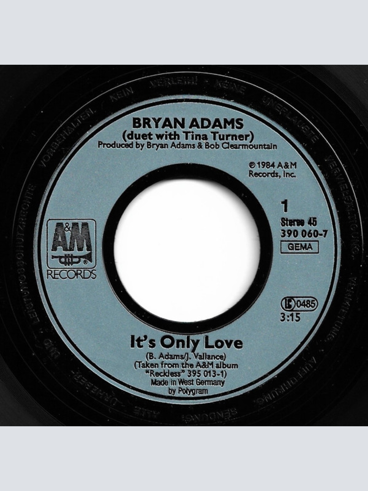 Vinyl / Bryan Adams With Tina Turner - It's Only Love