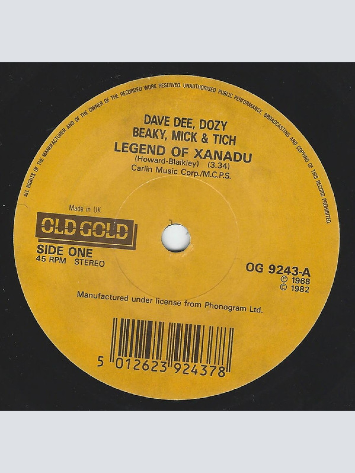 Vinyl / Dave Dee, Dozy, Beaky, Mick & Tich - Legend Of Xanadu / Zabadak