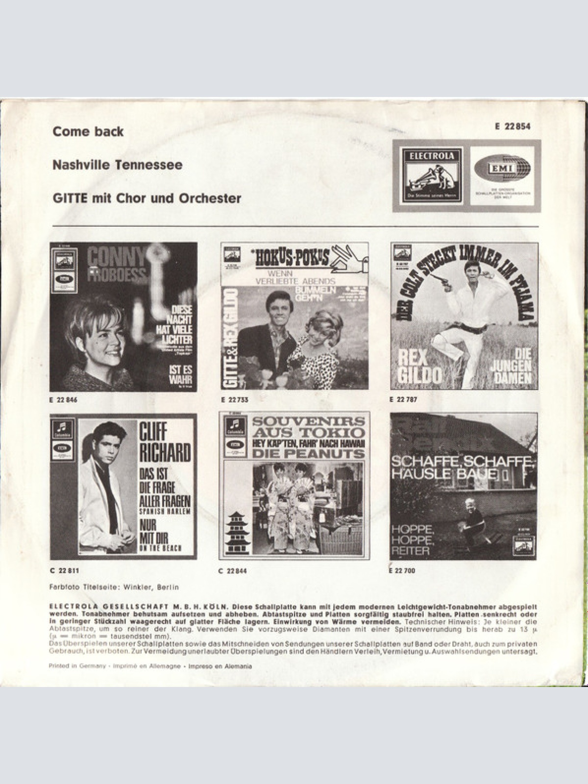 Vinyl / Gitte* - Nashville Tennessee / Come Back